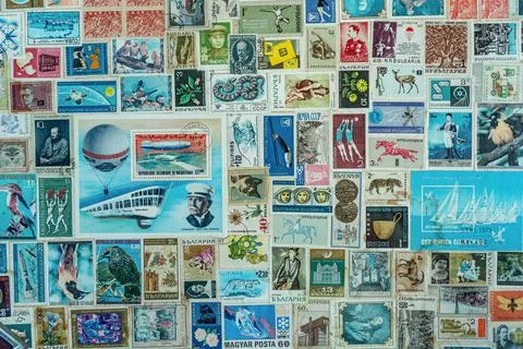 Background of stamps of the different countries Stock Photos