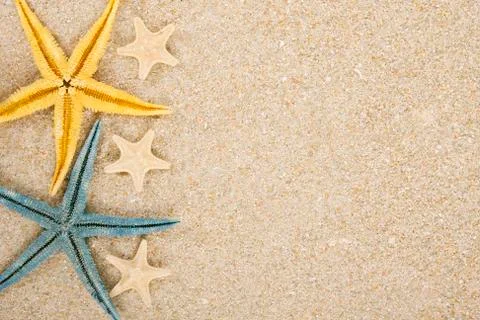 Background starfish and sand Stock Photos