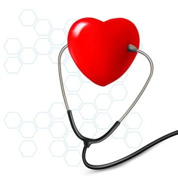 Background with stethoscope against a heart. vector. Stock Illustration