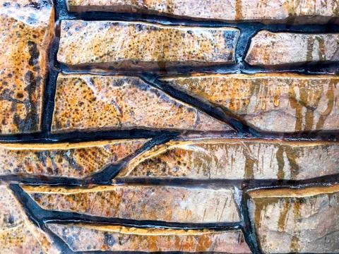Background - stone wall covered with ice. Stock Photos