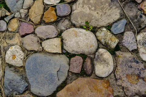 Background from stones in the ground. Stock Photos