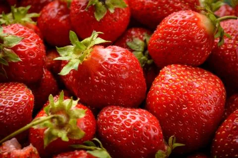 Background from strawberry. Closeup Stock Photos