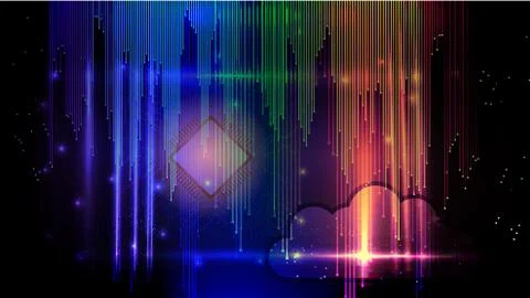 Background from a stream of luminous quantum parts. Stock Photos