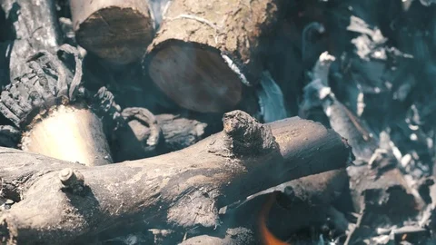 The background of a strong big bonfire pad for cooking grilled food Stock Footage 91750021