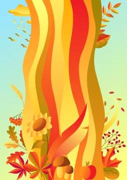 Background with stylized autumn items. Stock Illustration