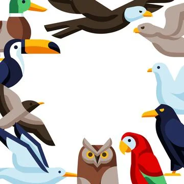 Background with stylized birds. Image of wild birds in simple style. 스톡 일러스트