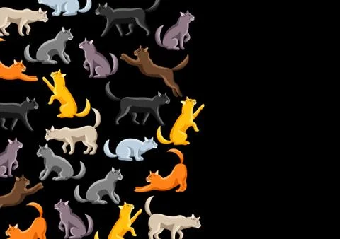 Background with stylized cats in various poses. Stock Illustration