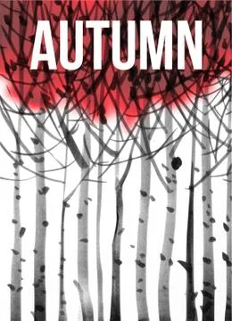 Background with stylized image of autumn trees Illustrazione stock