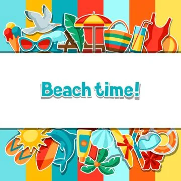 Background with summer and beach objects. イラスト素材