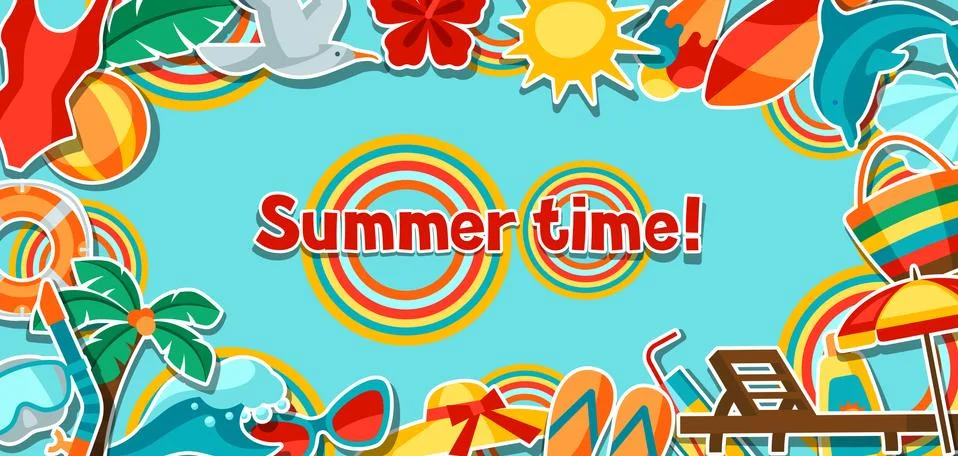 Background with summer and beach objects. Stock Illustration