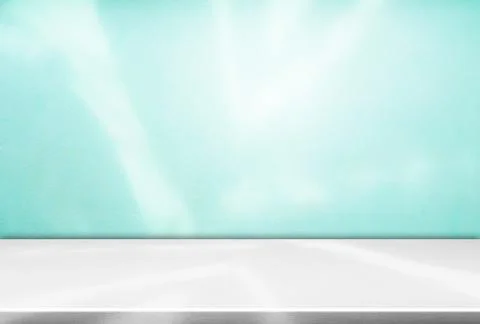 Background summer blue wall studio room solid kitchen podium floor 写真素材
