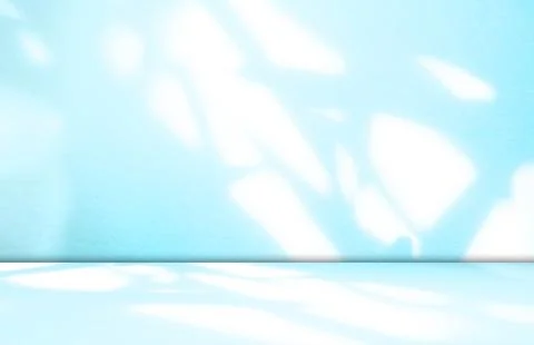 Background summer blue wall studio room solid kitchen podium floor backdrop Stock Photos