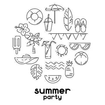 Background with summer items. Stylized beach objects. 스톡 일러스트
