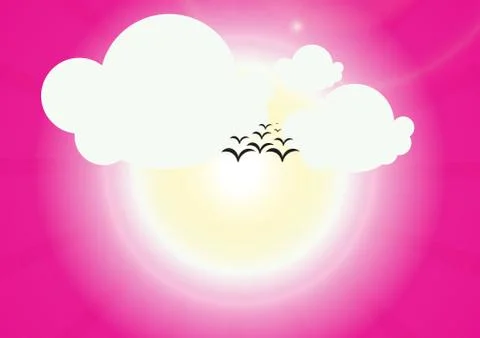 The background of the sun view with pink sky Stock Illustration