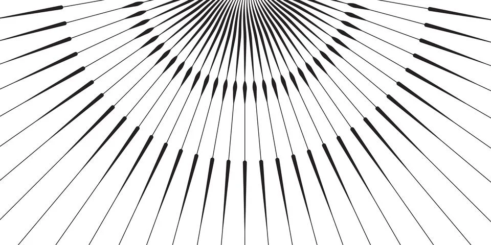 Background of sunburst. White circle with rays on black pattern with shine .. Illustrazione stock