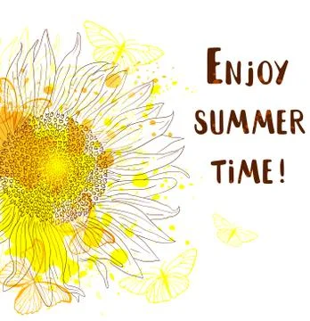 Background with sunflower Stock Illustration