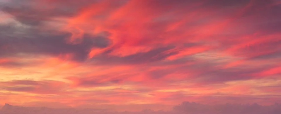 Background of sunset cloudscape with red clouds Stock Photos