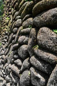 Background surface of perfectly placed stones wall Stock Photos