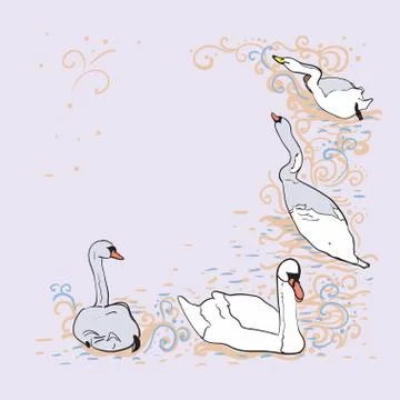 Background With Swans Stock Illustration