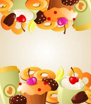 Background with sweet cakes Stock Illustration