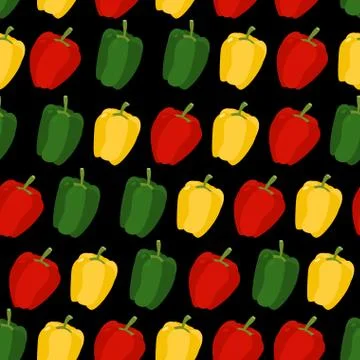 Background of sweet pepper. Vector seamless pattern of vegetables. Vector tex 스톡 일러스트
