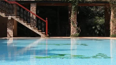 Background of Swimming Pool in Tropical Setting  (HD) Stock Footage 20534610