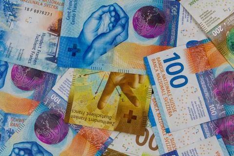 Background of the swiss francs banknotes Stock Illustration