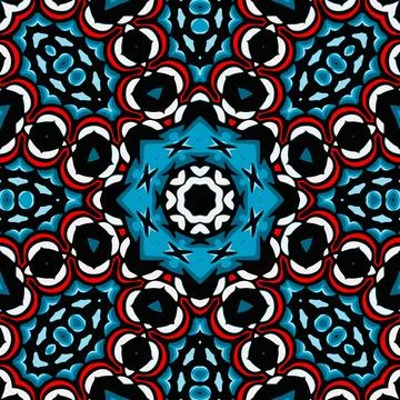 Background with a symmetrical colorful pattern, indian pattern, oriental pa.. Illustrazione stock