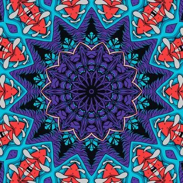 Background with a symmetrical colorful pattern, indian pattern, oriental pa.. Stock Illustration