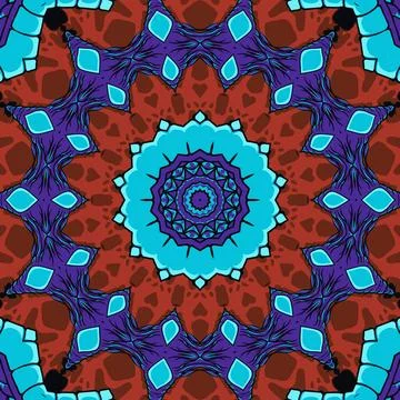 Background with a symmetrical colorful pattern, indian pattern, oriental pa.. Stock Illustration