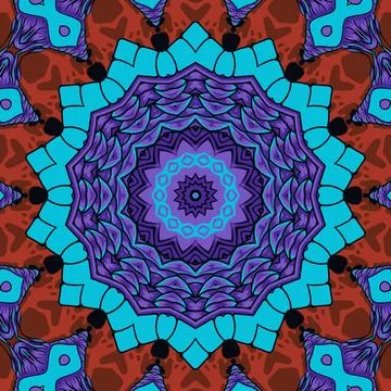 Background with a symmetrical colorful pattern, indian pattern, oriental pa.. Stock Illustration
