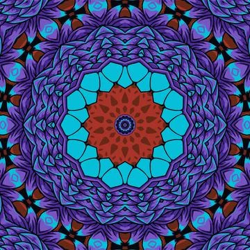 Background with a symmetrical colorful pattern, indian pattern, oriental pa.. Stock Illustration