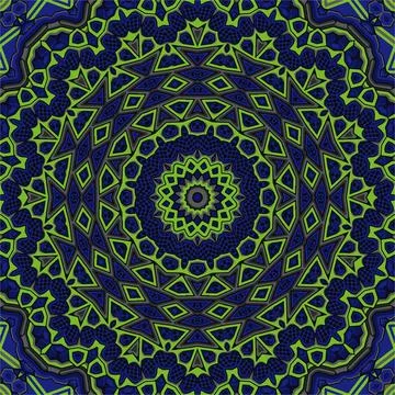 Background with a symmetrical colorful pattern, indian pattern Stock Illustration
