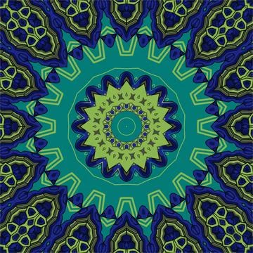 Background with a symmetrical colorful pattern, indian pattern Stock Illustration