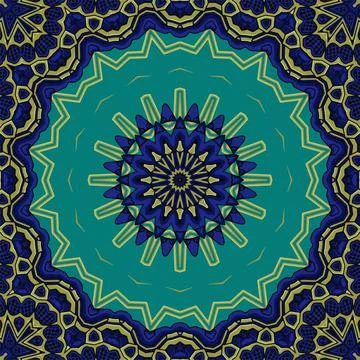Background with a symmetrical colorful pattern, indian pattern Stock Illustration
