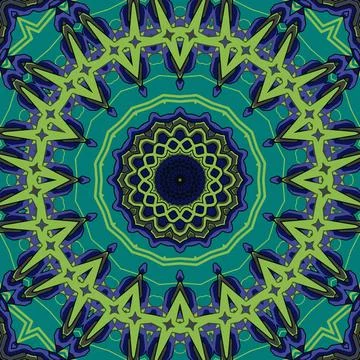 Background with a symmetrical colorful pattern, indian pattern, oriental pa.. Stock Illustration