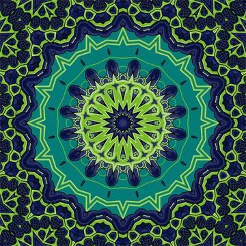 Background with a symmetrical colorful pattern, indian pattern, oriental pa.. Stock Illustration