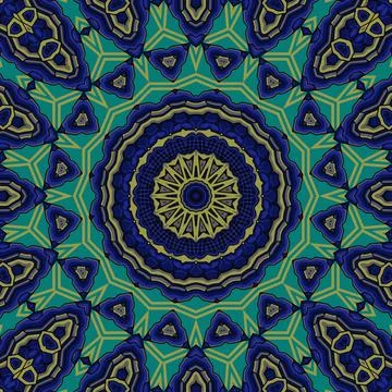 Background with a symmetrical colorful pattern, indian pattern, oriental pa.. Illustrazione stock