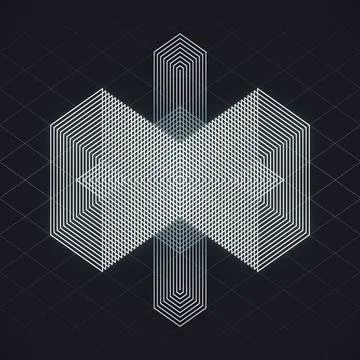 Background with a symmetrical figure made of white lines. 3d rendering Illustrazione stock