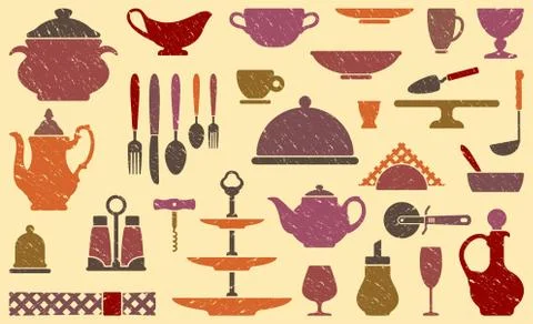 Background with tableware Stock Illustration