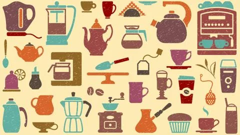 Background of tea and coffee Stock Illustration