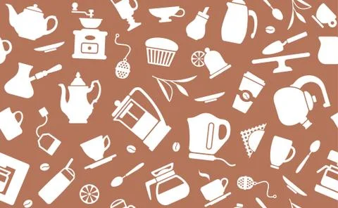 Background of tea and coffee Stock Illustration