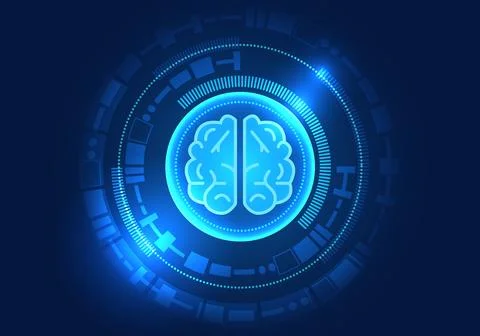 Background technology brain inside technology circle The working brain in t.. 스톡 일러스트