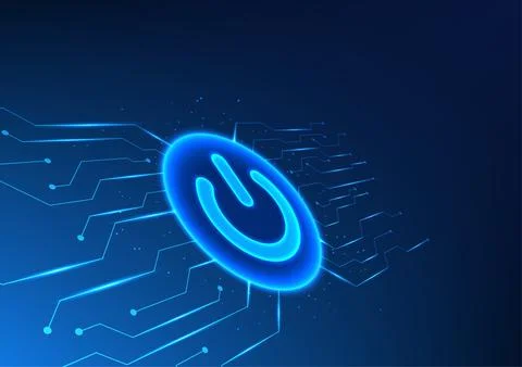 Background technology Smart technology power button connected to the circui.. Иллюстрация