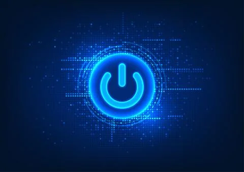 Background Technology smart technology power button The light emitted by th.. 스톡 일러스트