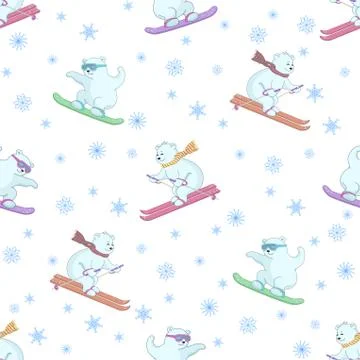 Background, teddy bears ski Stock Illustration