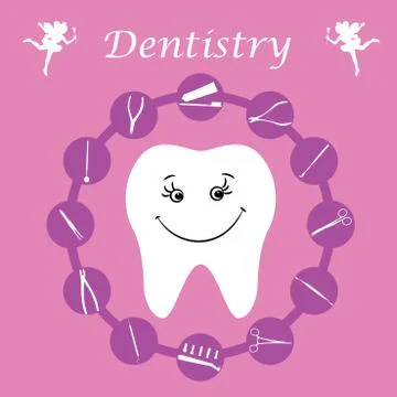 Background, teeth, dental instruments, dental care Stock Illustration