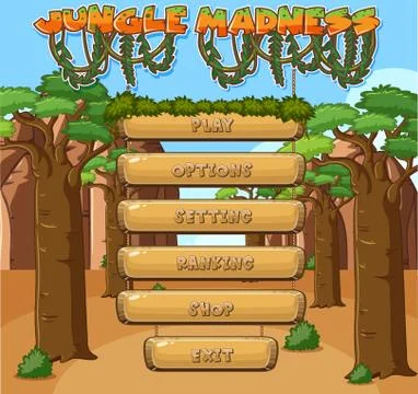Background template for computer game with jungle theme Stock Illustration