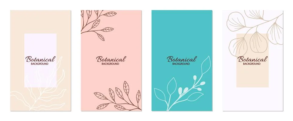 Background template with copy space for text and line drawings flowers in pa Stock Illustration