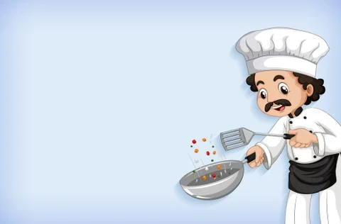 Background template design with happy chef cooking Stock Illustration